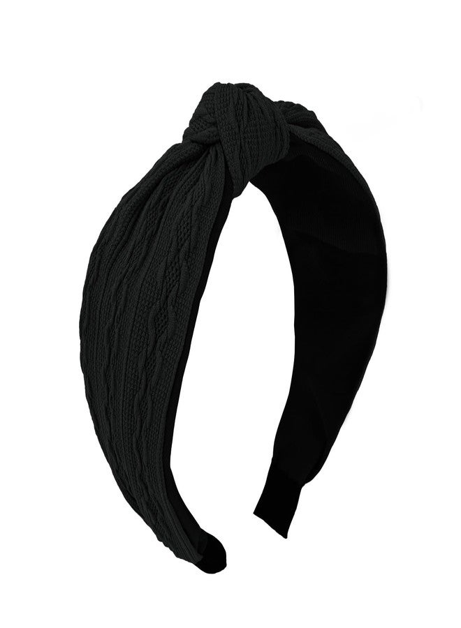 ACO-UINT Black Knotted Headband for Women Fashion Wide Headband Fabric Non Slip Hair Accessories for Women Girls - Image 1